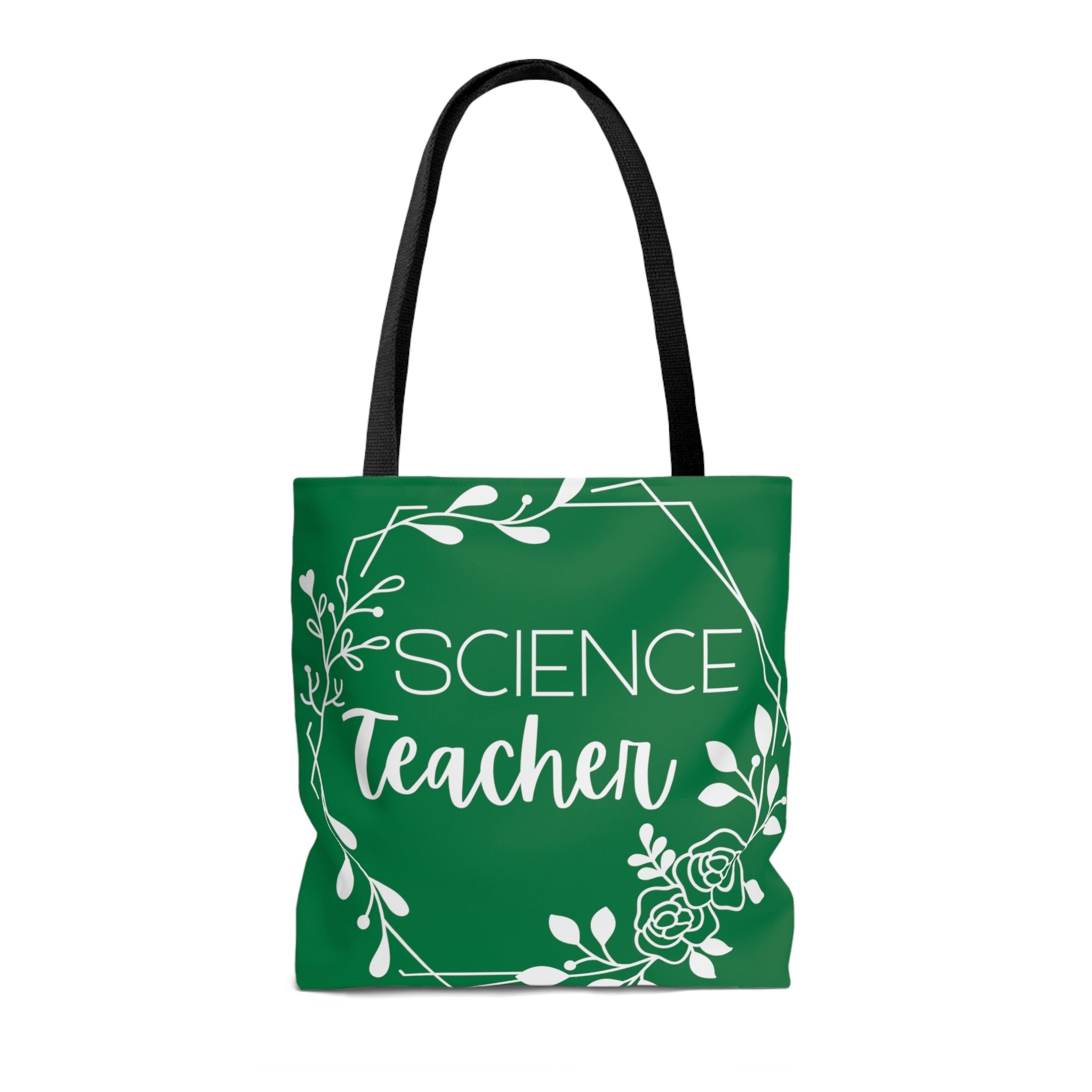 Science Teacher Floral Hexagon Canvas Tote Bag | Green